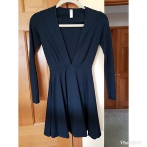 Navy Long Sleeved Skater Dress